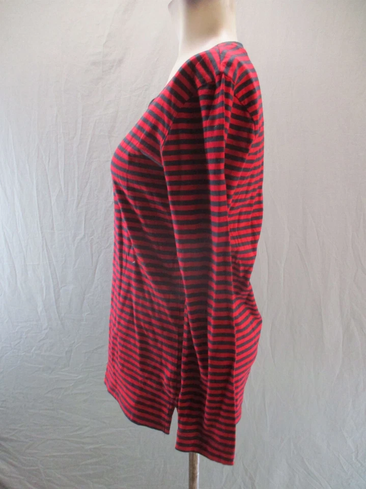 Top manga larga Great Northwest talla S para mujer mezcla de algodón a rayas cuello en V 345 Foto 3 de 4