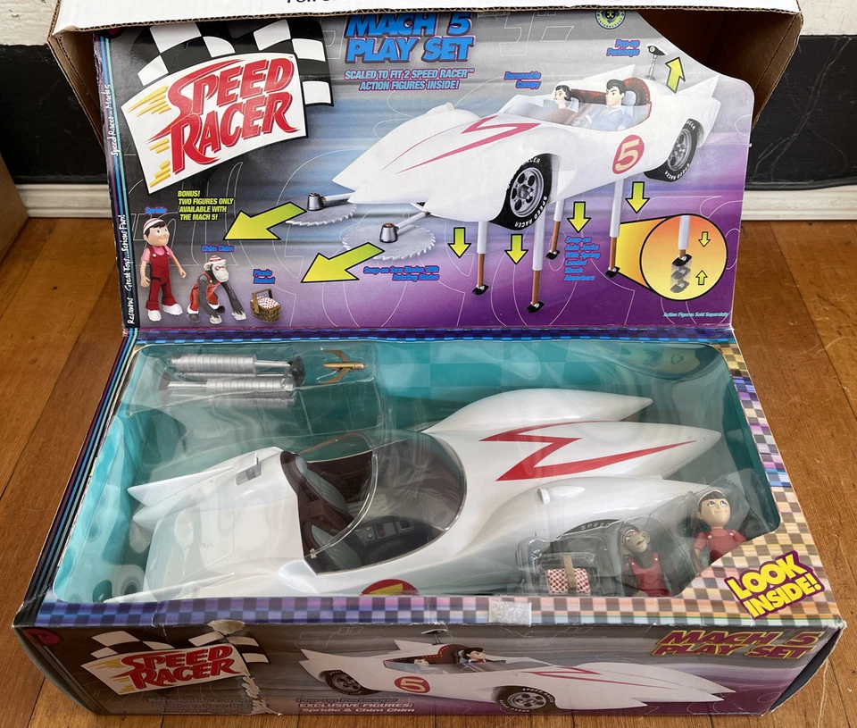 JUEGO Speed Racer MACH 5 con figuras Spridle & Chim raro 1999 nuevo sellado de fábrica Foto 2 de 4