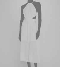 $465 Alice + Olivia Women's White Linen/Silk Faith A-Line Dress Size 10