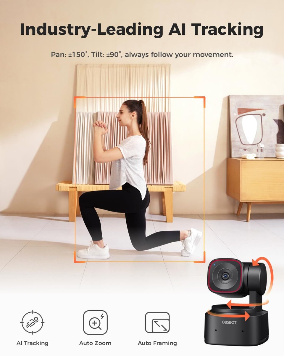 OBSBOT Tiny Lite Webcam 4K per PC PTZ Webcam per Streaming con
