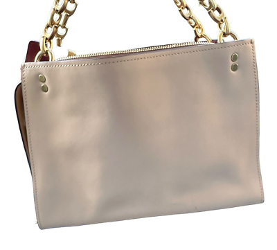 Genuine COACH Rogue Colorblock 27054 beige leather chain link