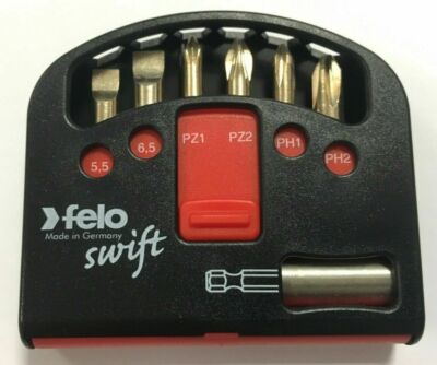 Felo diamantbeschichteter Schraubbohrer Swift Set PZ1 PZ2 PH1 PH2 5,5 6,5 Magnethalter
