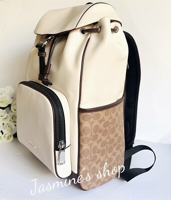 ❣️★COACH ★オフホワイト 本革リュック 希少サイズ32cm✕25cm NWT coach Racer Backpack In Signature Colorblock CT751 | eBay