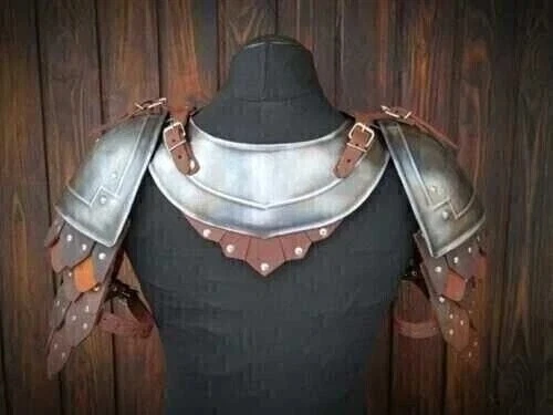 Par de armadura de ombro cavaleiro medieval de pauldrons e gorget sca larp Coustume - Imagem 3 de 4