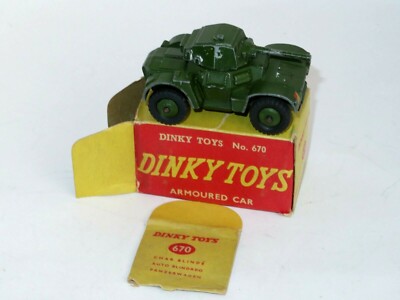DINKY 670 ARMOURED CAR, NICE OLDER MODEL WITH YELLOW AND RED ORIGINAL BOX. | eBay