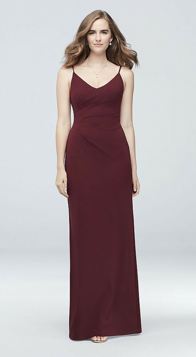 David's Bridal Bridesmaid Dress Scoopback Stretch Crepe Sheath Dress Size 10