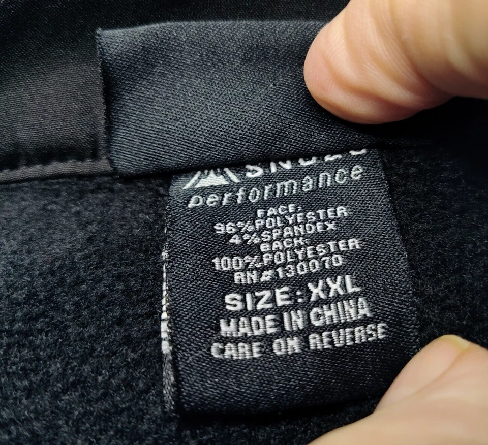 SNOZU PERFORMANCE 男式尺寸 2XL 黑色拉链羊毛衬里软壳夹克二手状况完好 — 第 4/4 张图片