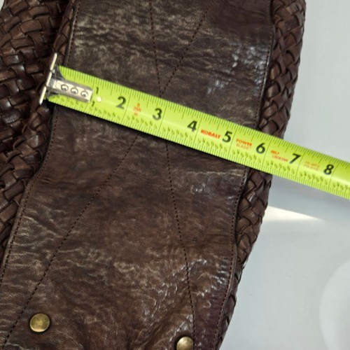 Langellotti Italian Woven Leather Shoulder Tote Bag Large Brown 3 Compartment - Picture 12 of 12