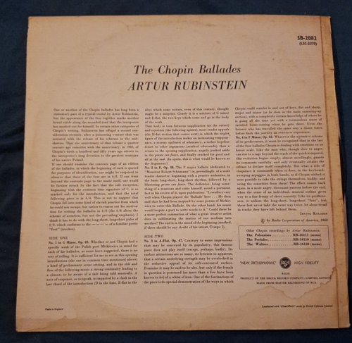 RCA LIVING STEREO SB-2082 ED2 CHOPIN Ballades ARTHUR RUBINSTEIN - Bild 2 von 6