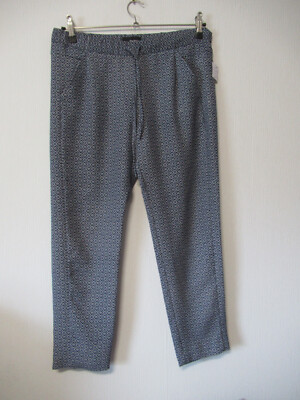 260/3 The Kooples Damen Hose Gr. 40 blau weiß gemustert Schlupfhose Taschen
