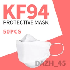 50 Pcs White KF94 Protective 4 Layer Face Mask  Disposable Face Cover