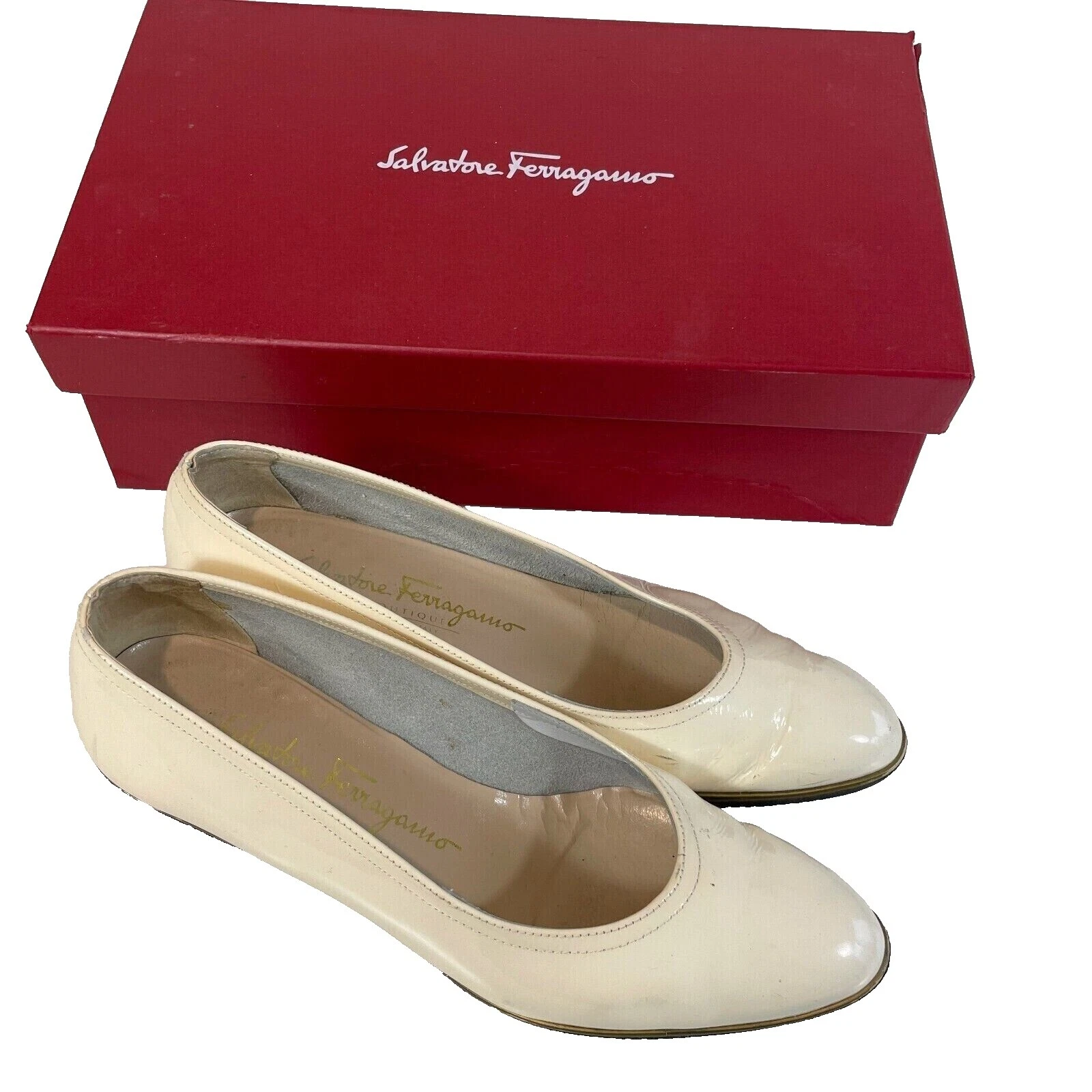 Sandalias De Cuero Charol Salvatore Ferragamo Cuña para De mujer