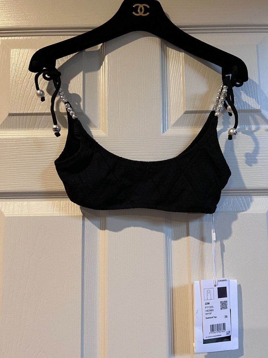 CHANEL 22M NEW TAGS COCO BEACH BLACK PEARL GOLD JEWELED CC