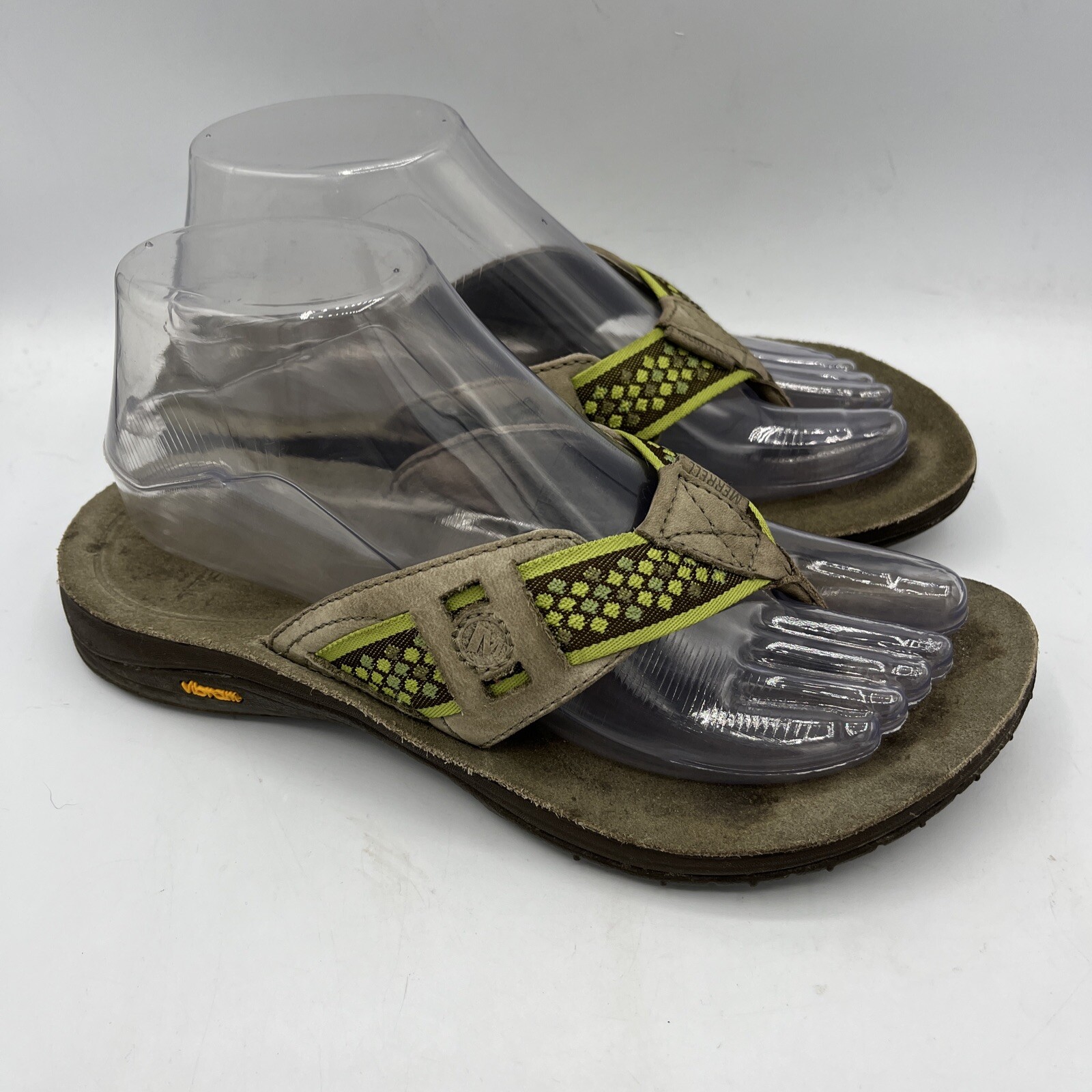 Merrell Rosarito scarpe sandali donna tanga misura 7 pelle verde salvia