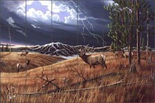Ceramic Tile Mural Backsplash Kendrick Elk Wildlife Art POV-LKA007