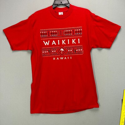 VTG 90s Hawaii T Shirt Size Adult L Tourist Aloha Islands Waikiki Surfer Tribal