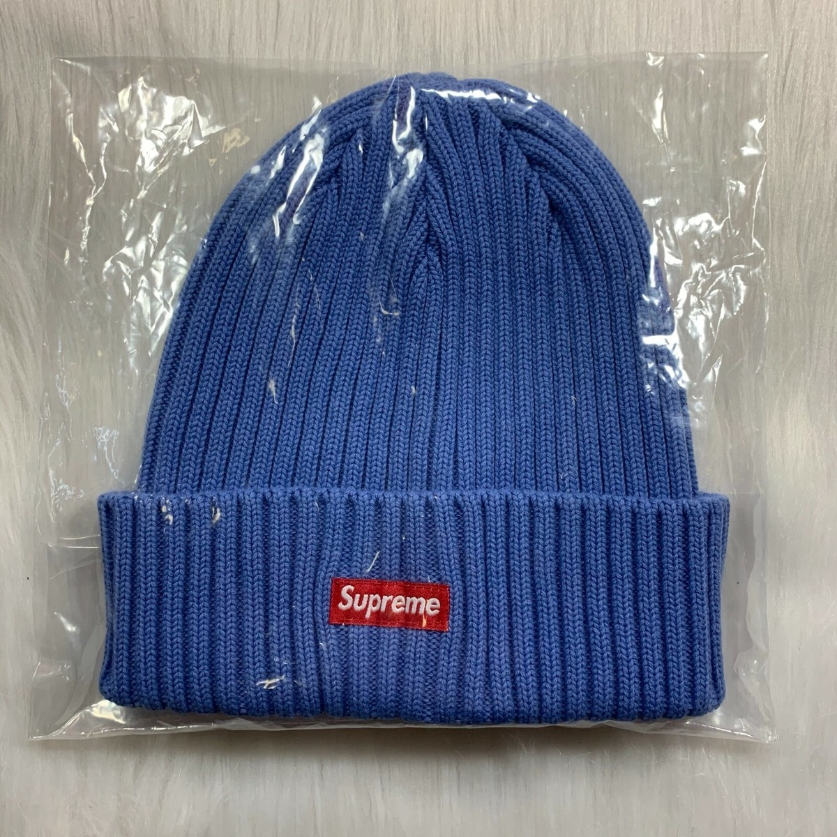 Supreme Overdyed beanies color blue and yellow with 3 stickers