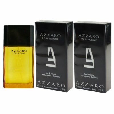 Azzaro pour Homme 2 x 50 ml Eau de Toilette EDT Rechargeable Refillable