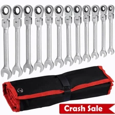 12pcs 8-19mm Ratcheting Wrench Set Metric Flexible Head Combination Spanner Tool