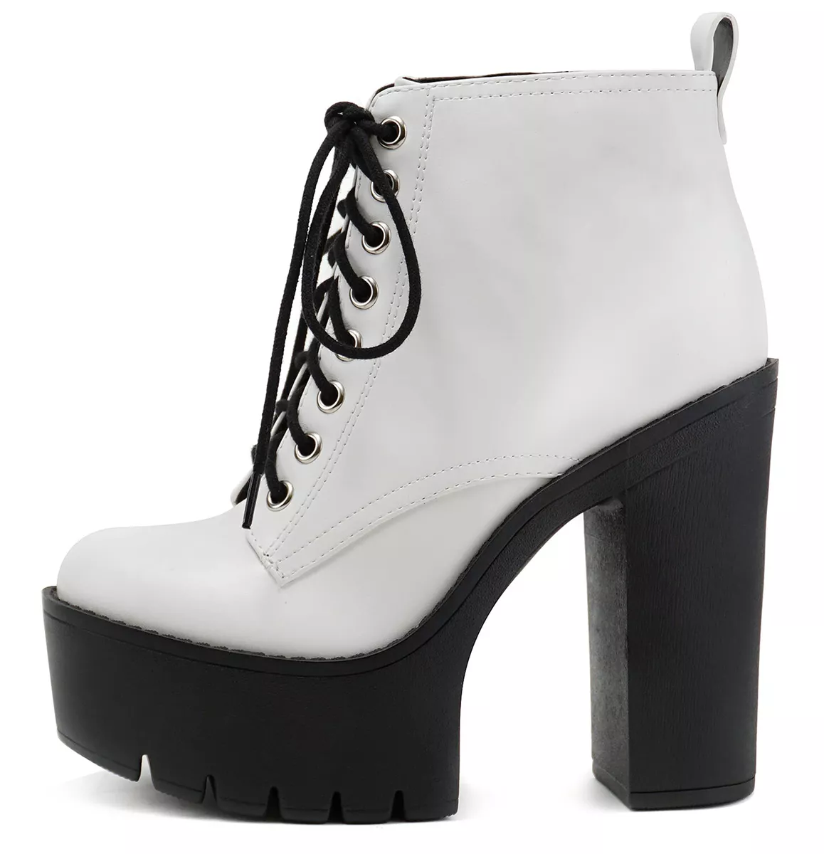 Kenzie White Patent Pointed Toe Block Heel Ankle Boots | Public Desire