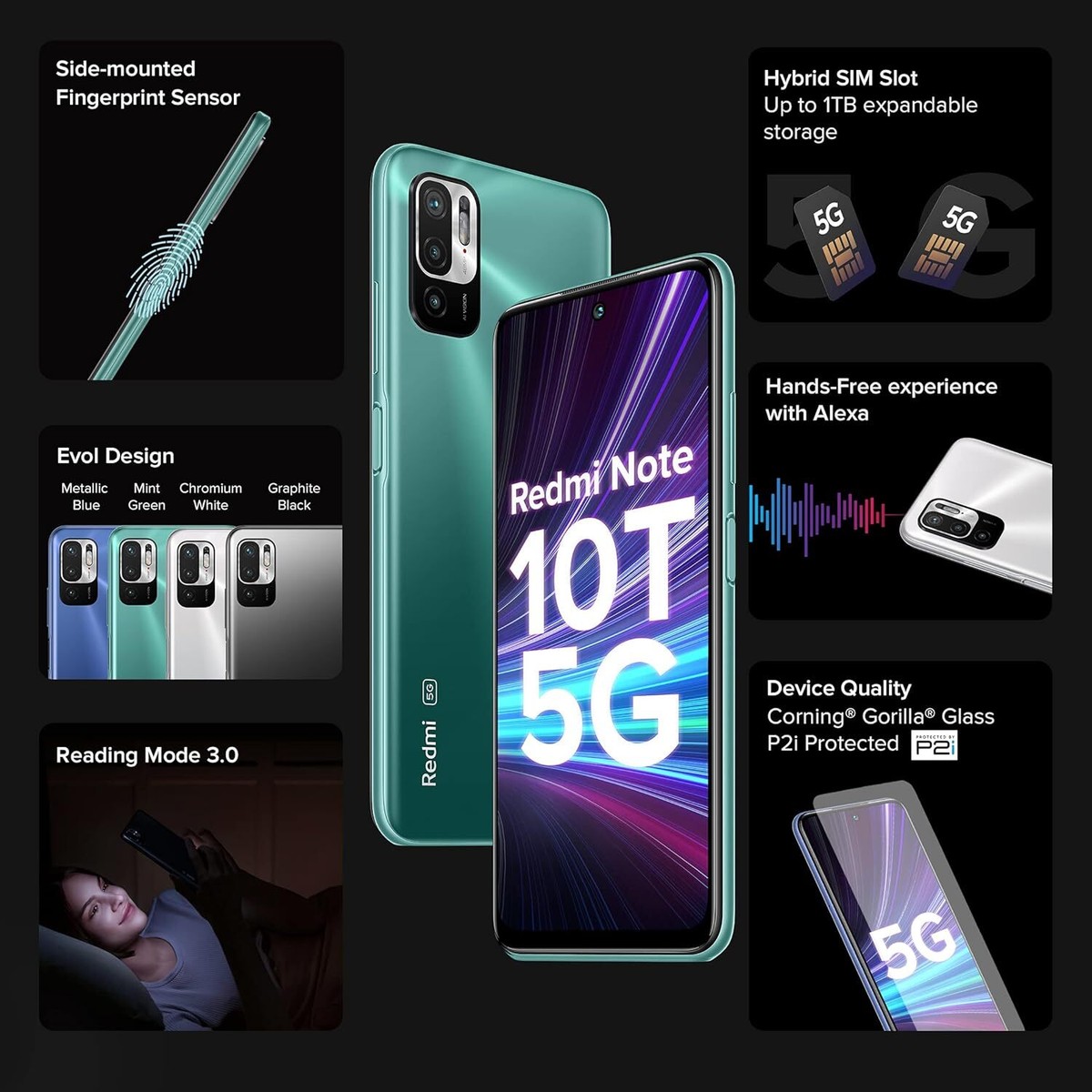 [超美品] RedmiNote10T Redmi Note 10T 5G (Mint Green, 4GB RAM, 64GB Storage) | Dual5G