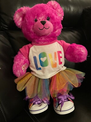BABW Lil Fuchsia Cub in Hang In There Tee and Tutu Plush Stuffed Teddy Bear 15''