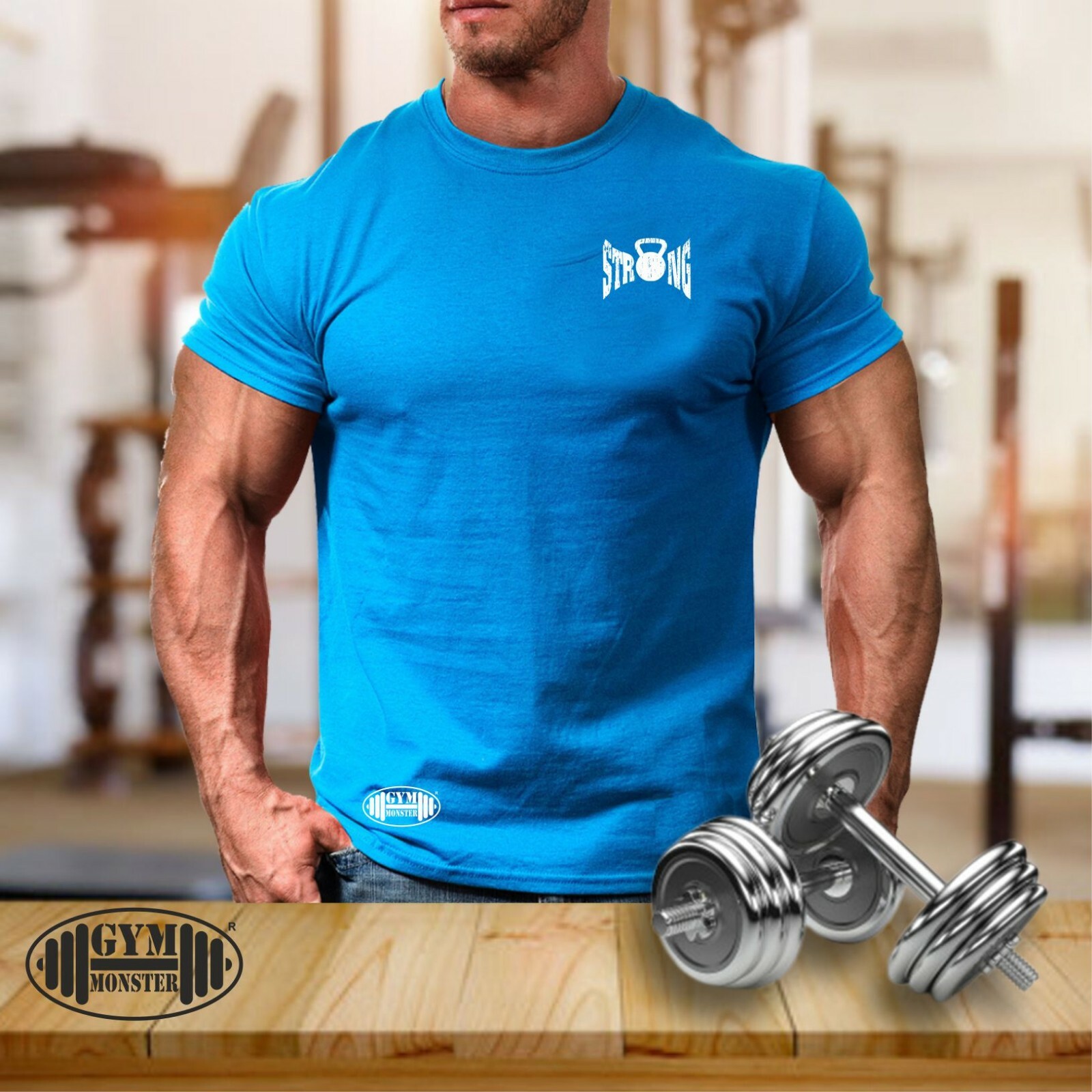 Camiseta Fuerte Pequeña Gimnasio Ropa Kettelbell Culturismo Entrenamiento Boxeo Hombres Prenda para el torso