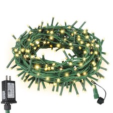 Twinkle Christmas Lights 33ft 100 33FT 100LED, Warm White Glass Green Wire