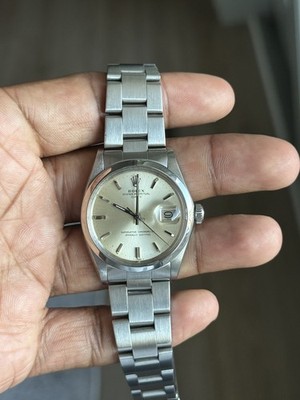 ROLEX Oyster Perpetual Date 1500 Silver Dial Automatic Men's Watch (SERVICED)