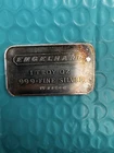 Vintage Engelhard 1 oz .999 Fine Silver Bar Poured Pressed Toned Pebble Back