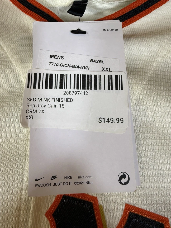 Nike MLB Authentic San Francisco Giants Cain #18 Jersey Size XXL NWT - Image 2 of 4