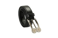 Versace Black 100 Leather Silver Medusa Heads Logo Decorated Belt US 34 IT 85