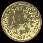 1863 Indian Head Cent - Antique United States of America 1c Penny Coin