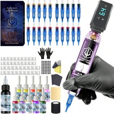 Wireless Tattoo Pen Kit Complete Rotary Tatto...