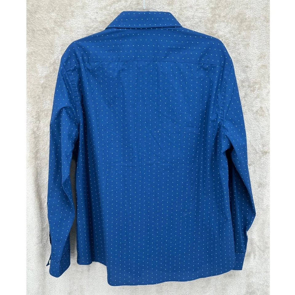 Camisa Michael Kors Para Hombres 16.5 32 33 Azul Marino Lunares Calce Ajustado Elegante Trabajo Preppy Foto 4 de 4