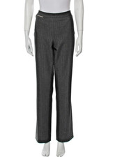 V2 Versace Classic Pants L Gray Pinstripe Wool Blend Straight Leg
