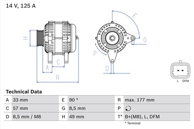 Bosch 0 986 080 270 Alternator for Nissan, Renault
