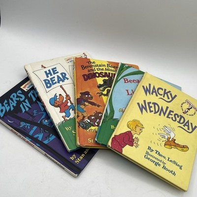 5 Vintage Dr Seuss Beginner Books Lot Cat in the Hat Wacky Wednesday Hardcover