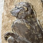 Vintage Stone Wall Plaque with Metal Baboon | Signed | Leather Cord | Excellent  — photo 3