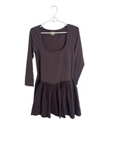 Free-est Dress Womens Medium Brown Scoop Neck 3/4 Sleeve Fit & Flare Pockets