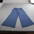 Aerie Pants Women Medium Blue Wide Leg Gauze Lightweight Elastic Waist Coastal