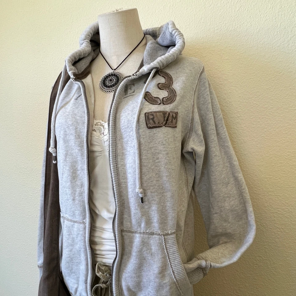 Sudadera con Capucha Y2K American Eagle Cremallera Completa Gris XS Para Hombres Forrada Térmica 2000 Foto 2 de 4