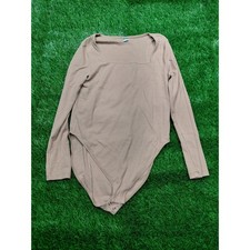 Old Navy Bodysuit XL Brown Womens Ribbed Square Neck Long Sleeve Excellent Used
