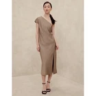 NEW Banana Republic One Shoulder Satin Midi Dress Bronze Women's XXS