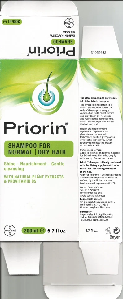 Champú antipérdida de cabello PRIORIN para cabello normal/seco 200 ml ENVÍO RÁPIDO EE. UU. Foto 3 de 3