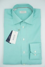 Men ETON Micro Pattern Shirt Single Cuff Contemporary Size 41 16