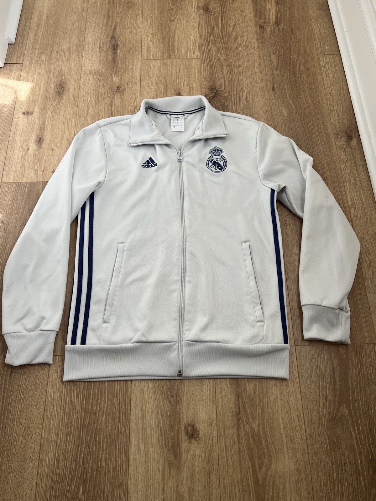 2014 Real Madrid Adidas Training Track Jacket Small White Midweight Full Zip