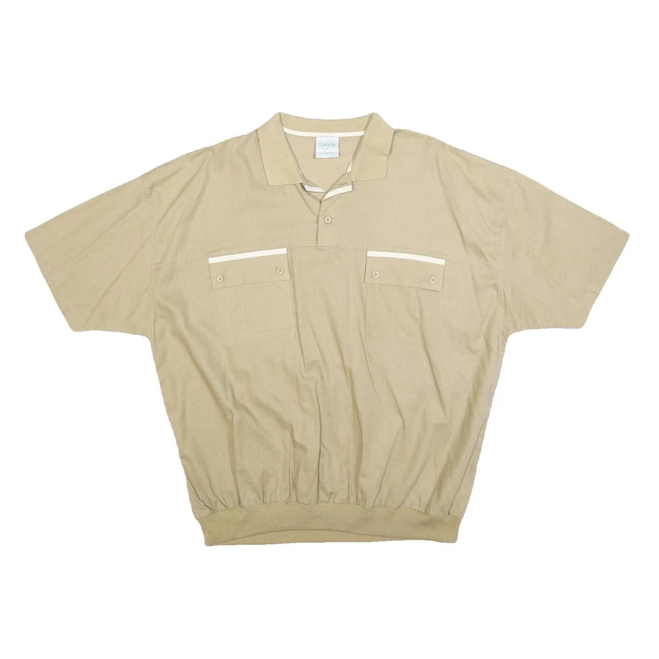 CANDA Polo Uni Coton Mélangé Beige Manches Courtes Col Point XL Décontracté - Photo 1/4