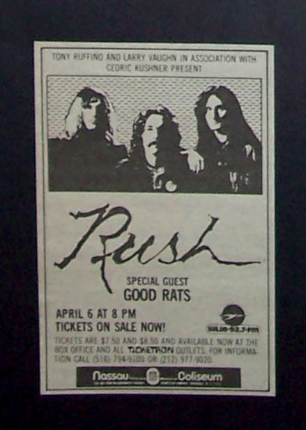 Rush Hemispheres Tour Nassau Coliseum 1979 Mini Poster Type