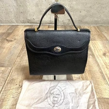 CHRISTIAN DIOR CD Logo Leather Handbag Tote Bag Black Unisex Authentic Japan